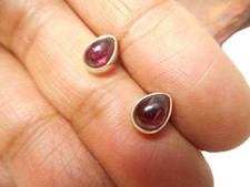 Teardrop Red GARNET Gemstone Sterling  Silver 925 Stud Earrings