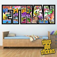 Childrens Personalised Name Wall Stickers Graffiti urban Boys/Girls Bedroom art