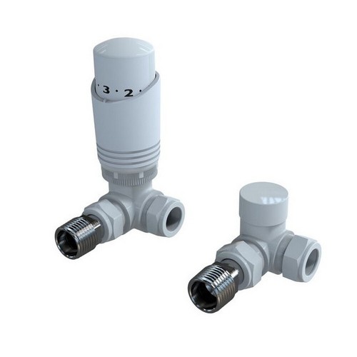 White corner thermostatic trv - white,