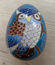 Enamelled Porcelain Owl Egg