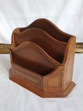 Vintage Wooden Stationary Rack Desktop Letter Holder Quality Carved Hand Made