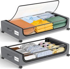 Under Bed Storage with Wheels: Underbed Storage Containers W/Lids - Rolling Bins