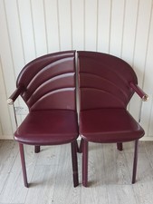 Pair Emmei Vintage Designer Italian Leather And Chrome Bespoke Chairs From Milan