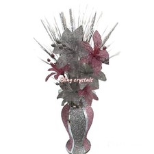 Pink silver vase with flowers - pink,