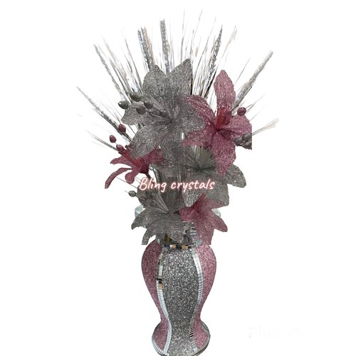 Pink silver vase with - silver,