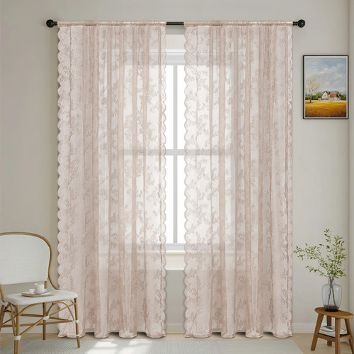 Lace sheer curtain panel - pc,