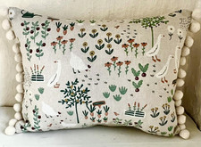 Chicken & Geese Animal Design Cushion With Pom-poms