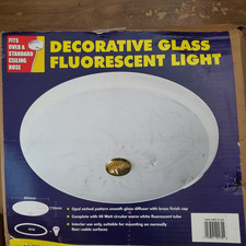 Circular Fluorescent Ceiling Light with Large Glass Shade