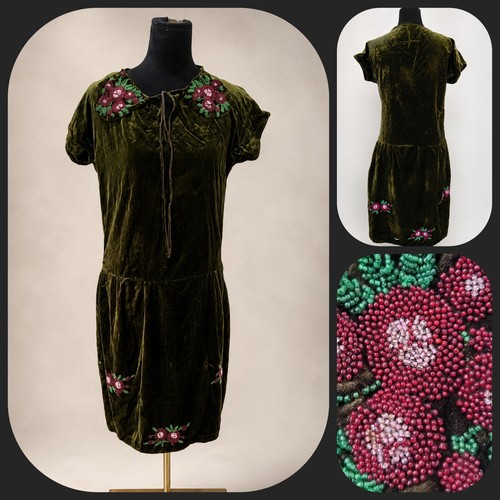 Antique 1920s velvet dress - antique,