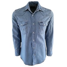 Vintage Wrangler Western Denim Shirt – Long Sleeve – Size M – 100% Cotton