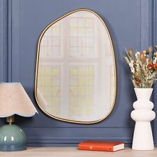 Asymmetric Pebble Contemporary Freeform Irregular Gold Metal Wall Mirror