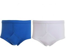 6, Men's Y Fronts Briefs 100% Cotton Int, Underwear / White & Blue,s  S to 5XL