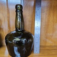 Antique, 8'', Olive Green, Whiskey Bottle.