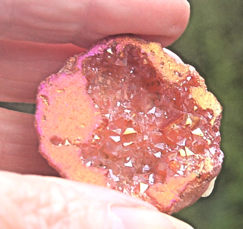 Orange pink aura druzy crystal - orange,
