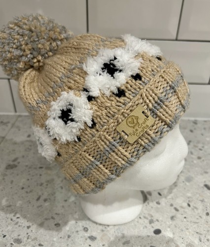 Hand knitted beanie hat with