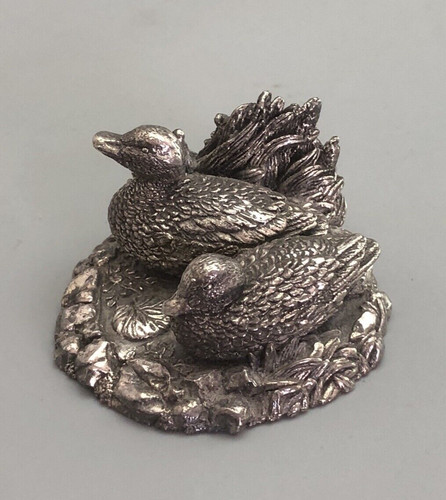 Modern silver duck - silver, figurine