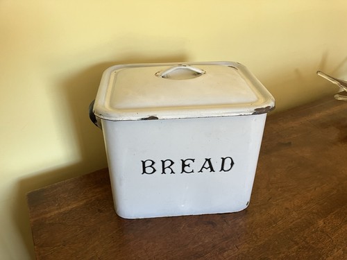 Vintage enamel bread bin - vintage,