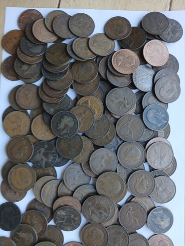 Old one penny coins - old, lot