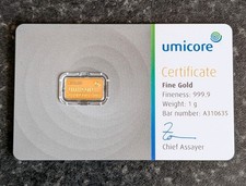 Umicore 1g Fine Gold Bar