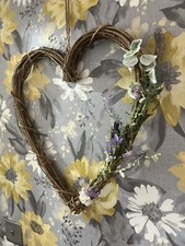 Extra Large 45cm Lavender Heart Floral Garland Wreath Wicker Memorial Unique