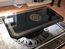 VERSACE ROSELLA DESIGN ITALIAN COFFEE TABLE IN BLACK & GOLD