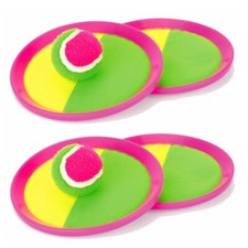 Four 4 Player Paddles Sticky Throw & Catch Ball Garden Beach Family Game Toy Set