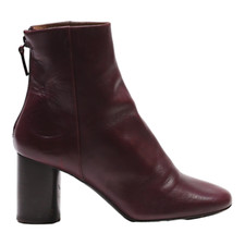 SANDRO Ankle Boots Maroon Leather Womens UK 3