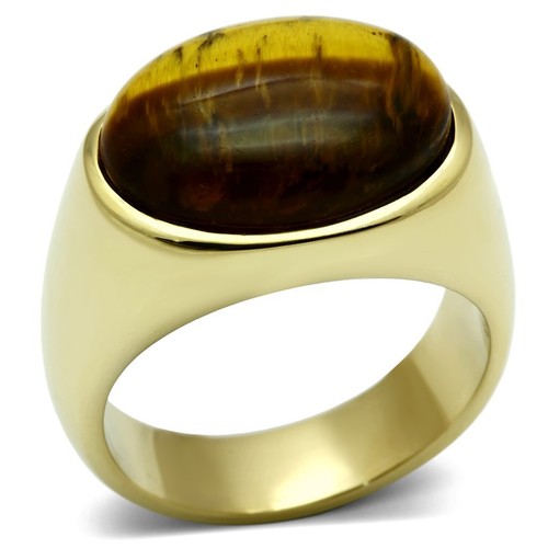 Mens tiger eye gold ring - , 18kt