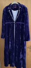August Silk Purple Velvet Coat Size 16 embellished flat bow lined Xmas cocktails