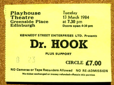 DR HOOK CONCERT TICKET - EDINBURGH PLAYHOUSE -  13th MARCH 1984 