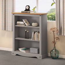 Corona Bookcase Grey Wax Small 3 Shelf Unit Solid Pine by Mercers Furniture®