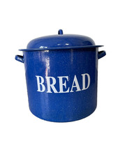 Vintage Enamel Bread Bin Blue