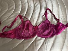 Janet Reger Cerise Pink Underwired Lacey Bra Size 34DD