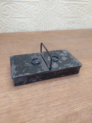 Small antique metal cash box - small,