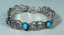 NAVAJO SILVER TURQUOISE BRACELET SCHUBES HARVEY 23 G VINTAGE