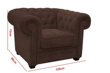 Chesterfield Corner Sofa Velour Fabric Brown Chocolate 3+2 Seater Armchair