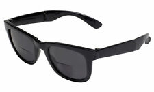 Classic Retro Vintage Folding Bifocal Sunreader Sunglasses Black/Smoke Large