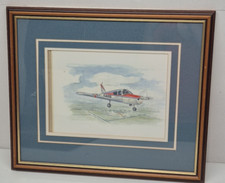 Watercolour Paint on Board Single-engine aircraft Signed by Artist Framed