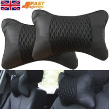 2Pcs Car Seat Head Neck Rest Leather Support Cushion Pad Headrest Bone Pillow UK