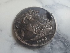 1889 Queen Victoria Sterling Silver Full Crown - Previously Used As Broach