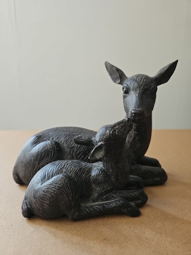Fawn and doe kissing figurine - and,
