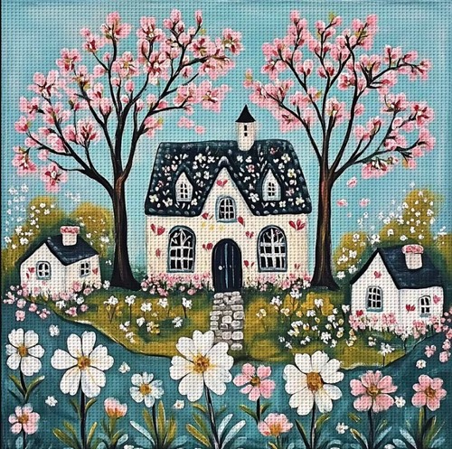 Spring cottage printed - cottage,