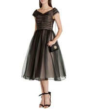 TED BAKER Pheabea Black Pink Full Skirt Ballerina Dress Wedding - Size TB0 UK6