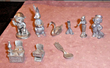 Vintage Pewter Animal Lot of 11 Miniature Metal Figurines School Desk Bunny Swan