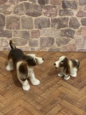 Dolls House 1/12 Scale Miniature Vintage Bisque Porcelain Dogs Spaniels Pair
