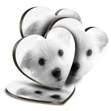 4x Heart MDF Coasters - BW -
