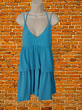 ZARA UK MEDIUM SKY BLUE STRAPPY HALTER V NECK RARA BACKLESS SUMMER MINI DRESS