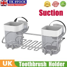 Strong Suction Toothbrush Holder Cup Rack Bathroom Wall Mounted Toothpaste Shelf