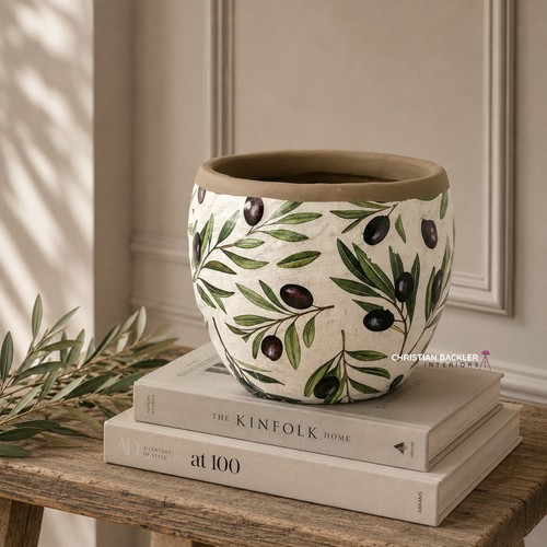 Olive design ceramic - ceramic, pot