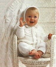 Baby Layette Knitting Pattern Pram Cover Matinee Coat  Bonnet  DK 16-20" 340.